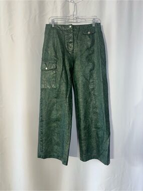 High-Rise Forest Green Wide-Leg utility Pants